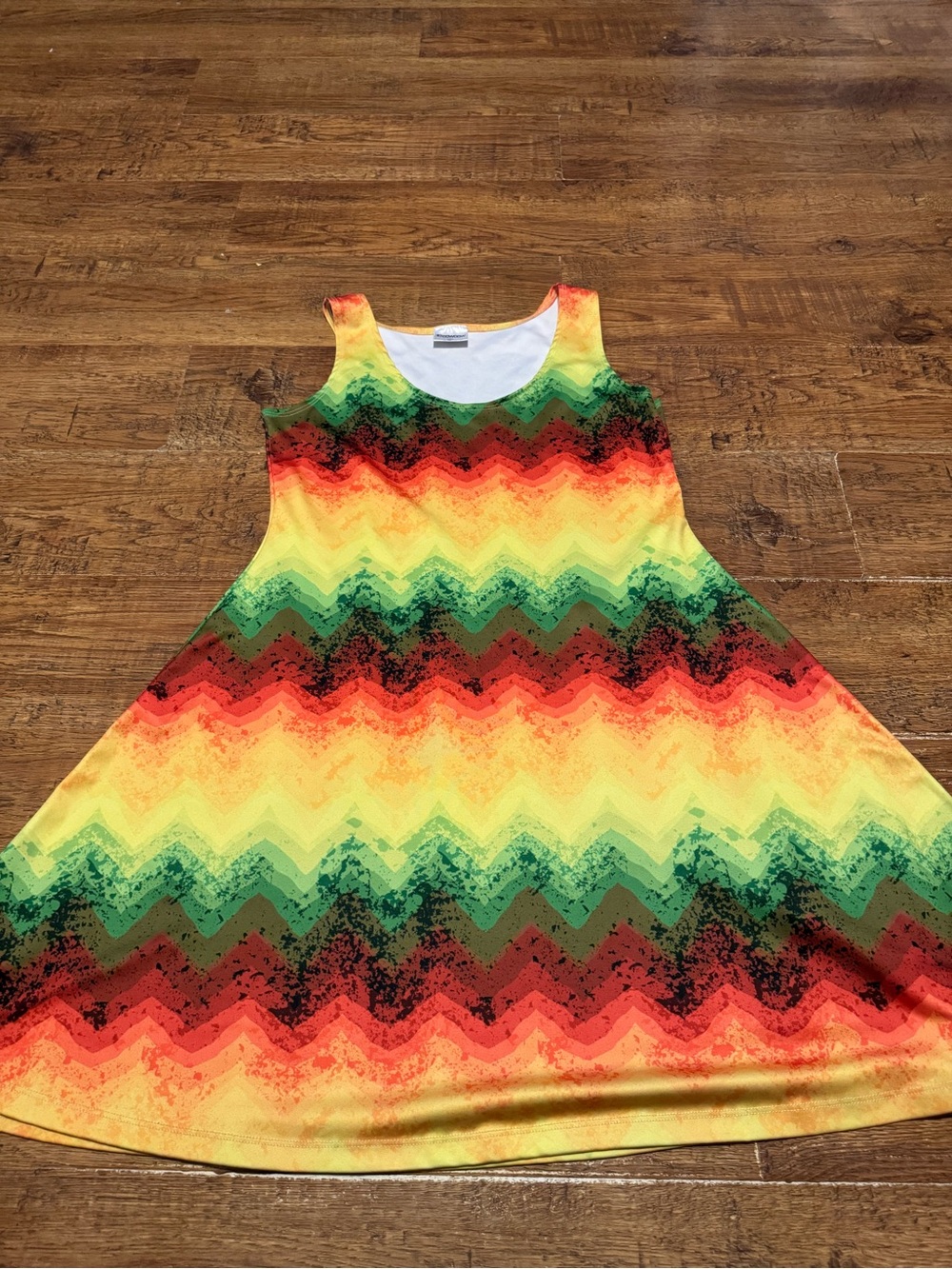 Rasta Chevron Print Mini Dress XL Jamaica dress NEW